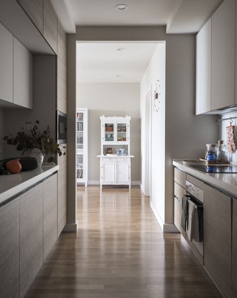 Кухня в коридоре: плюсы и минусы, особенности согласования и 4 варианта планировки (62 фото)